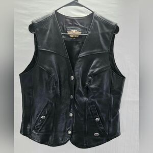 Harley-Davidson Women's Size Large Black Leather Vest